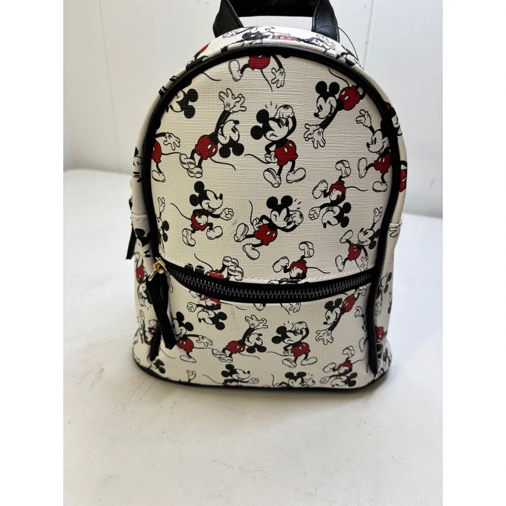 Disney Mickey Mouse All Over Print Mini Backpack White‎ Black Red